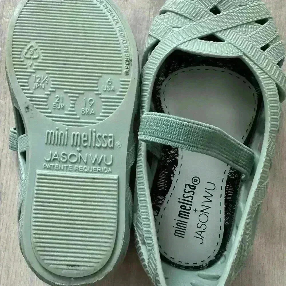 Mini Melissa Jason Wu Jelly Flats Girls Size 6 Mint Green Mary Jane Style